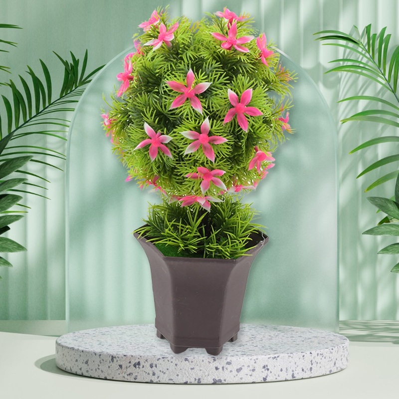 Wild Artificial Flower Plant with Cute Pot  Home Office Tabletop Decor, Indoor Balcony Decoration (1 Pc)