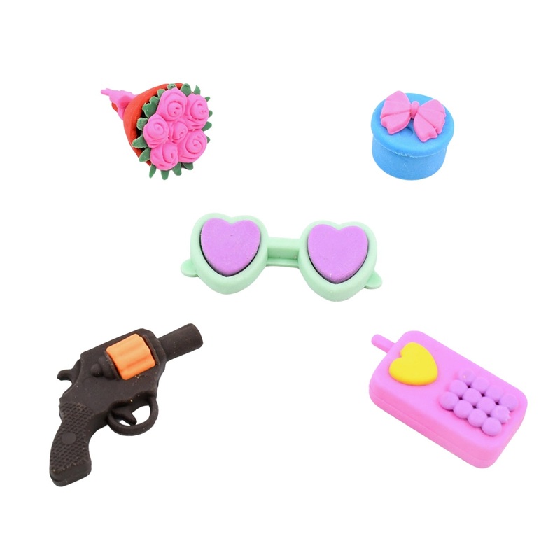 Fancy Colorful Eraser Set for Kids Parties & School (1 Set, Mixed Design)