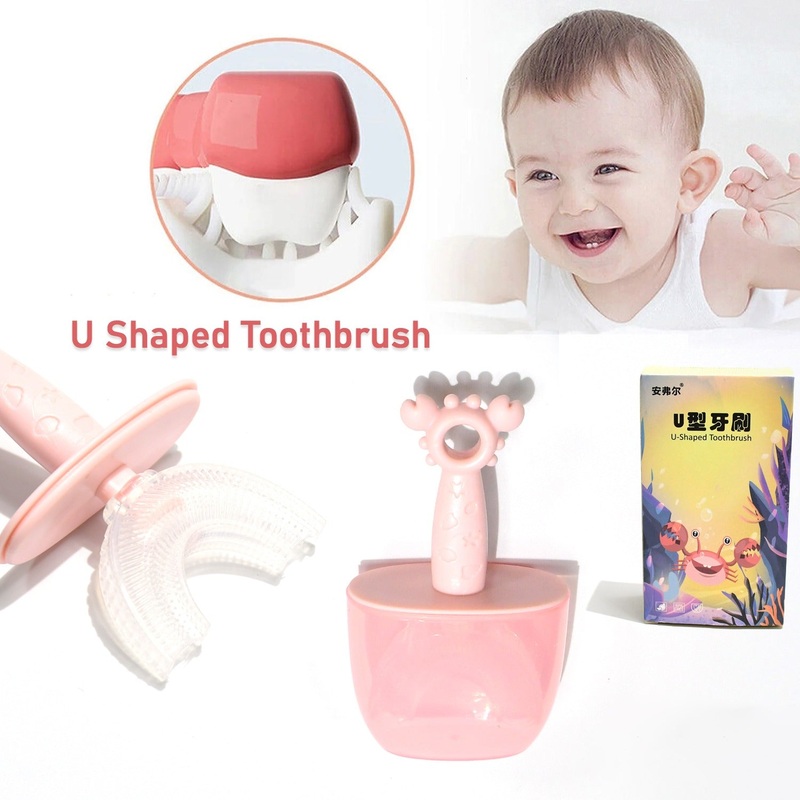 Kids U-Shaped Silicone Toothbrush  360 Cleaning for Ages 2-6 (1 Pc)