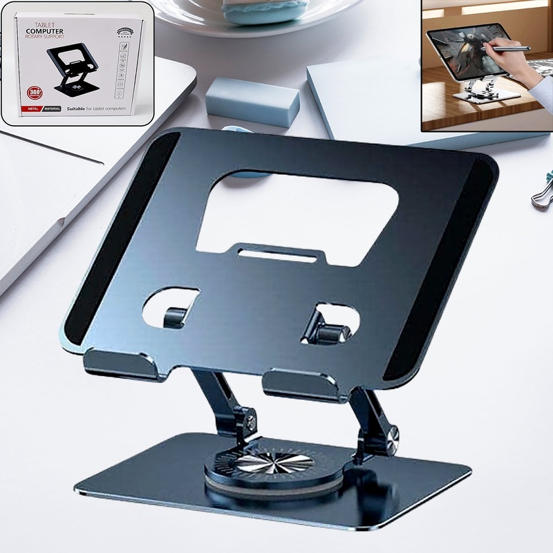 Aluminum Alloy 360Rotating Bracket, Adjustable Laptop Stand, Portable Foldable Ergonomic Laptop Support