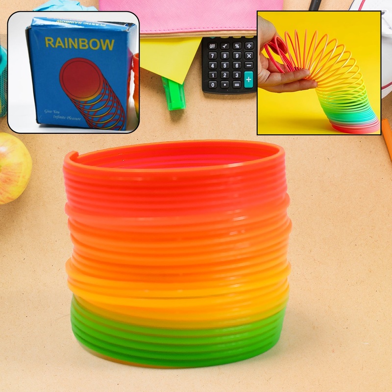 Rainbow Slinky Spring Toy  Compact, Portable Fun Toy for Kids & Adults, Great for Birthdays (1 Pc)