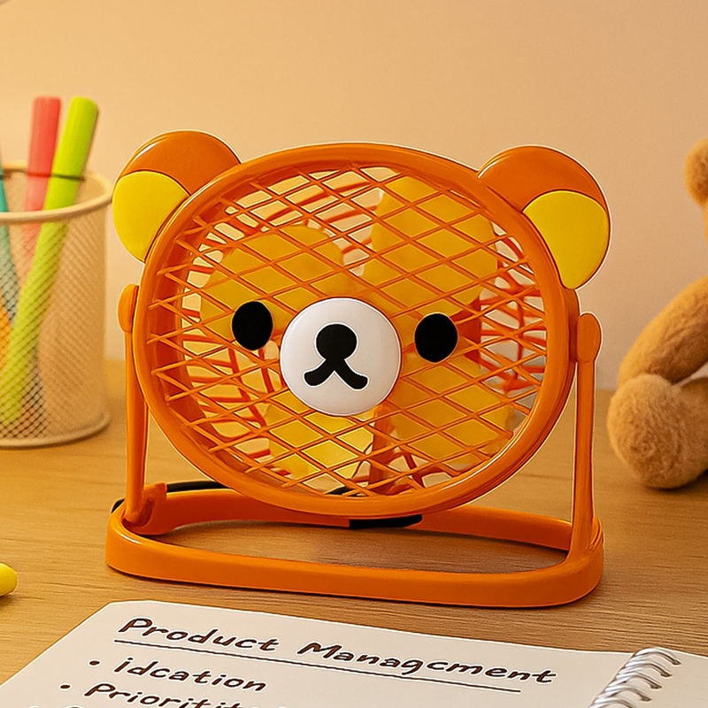 Stylish & Silent: Teddy Bear USB Fan for Any Space  Adjustable Cooling!