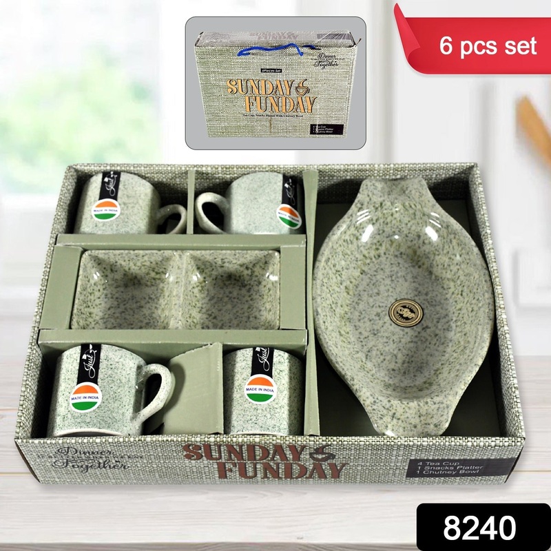 Sunday Funday 6-Piece Tea Set  Platter & Dual Bowl