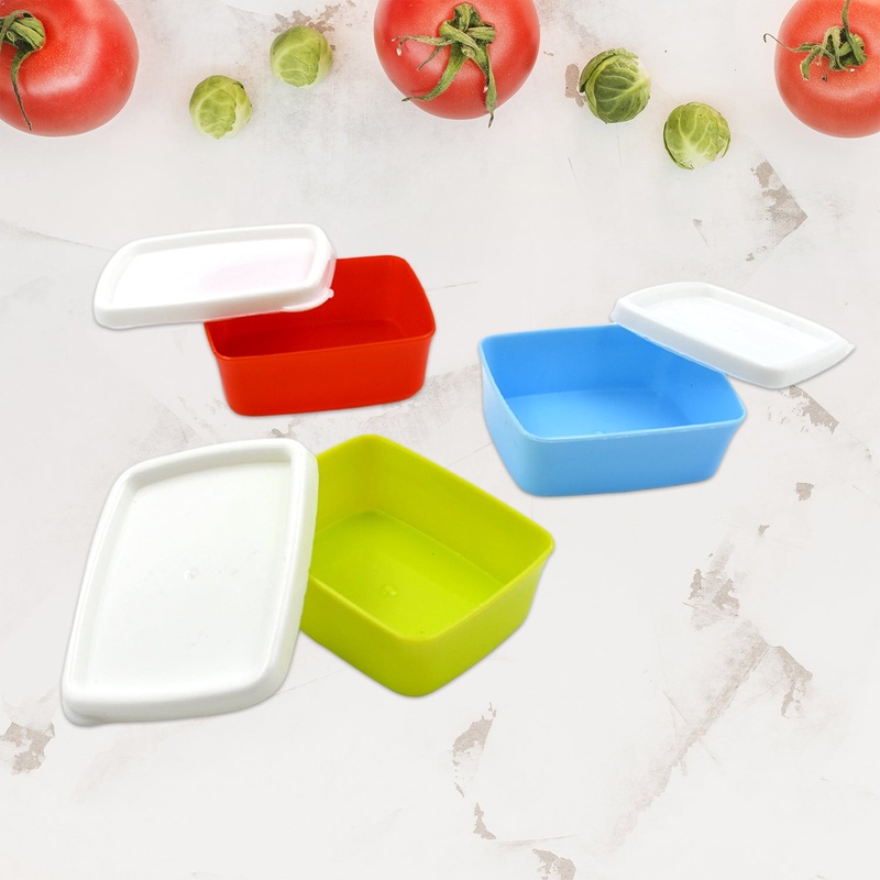 3-Piece Multicolor Airtight Container Set  Rectangular Food & Fridge Storage