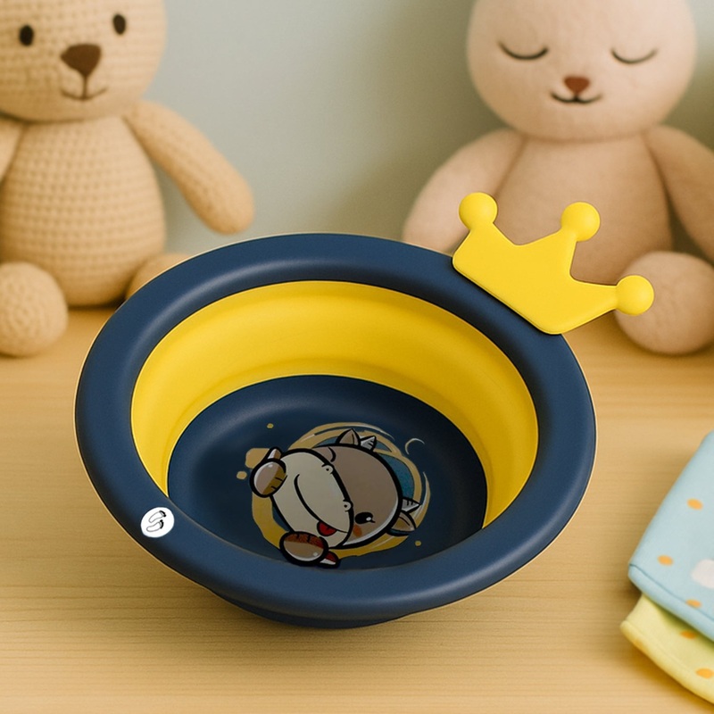Cartoon Shape Wash Basin, Space Saving Multi Function Foldable Baby Wash basin Easy Clean Lightweight Thicken for Washing Face for Home (33×31 Cm / 1 pc)