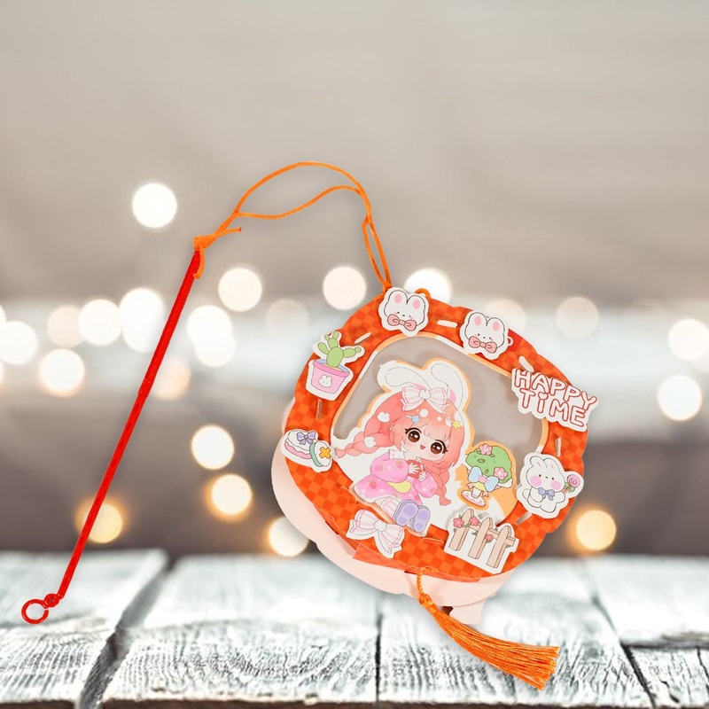 DIY Handmade Cartoon Paper Lanterns  Antique Hollow-Out LED Projection for Festival Decor