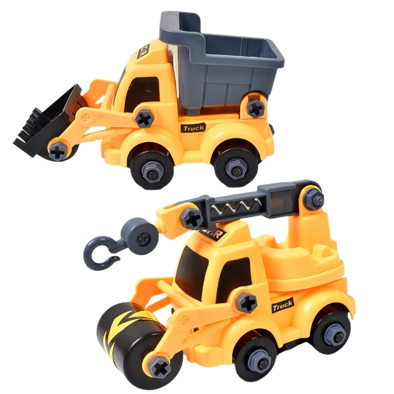 Engineering Vehicles Nut Assembly Toy  DIY Vehicle Model Set for Kids, Simulation Car Construction Toy (2 Pc Set)