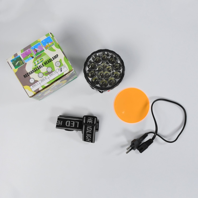 Head Lamp 15 Led Long Range Rechargeable  Lamp Use For Camping, Hiking