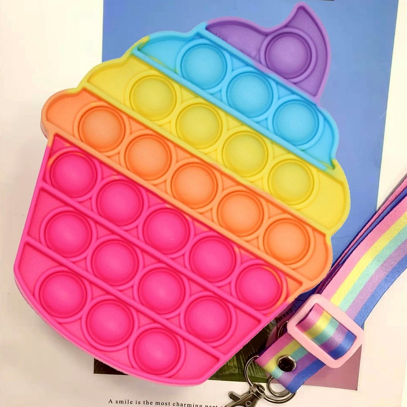Ice Cream Softy- Fidget ping Sounds Toy, BPA Free Silicone, Push Bubbles Toy for Autism Stress Reliever, Sensory Toy  It Toy