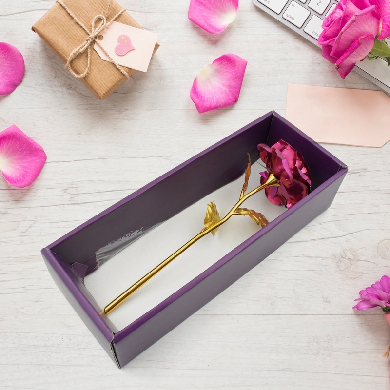 Gold Rose Artificial Rose Flower With Gift Box, Plastic Flowers Best Gifts for Friend Girl Wife Women, Golden Rose Gift for Valentine’s Day, Mother’s Day, Anniversary, Birthday, Wedding, Gold (1 Pc)