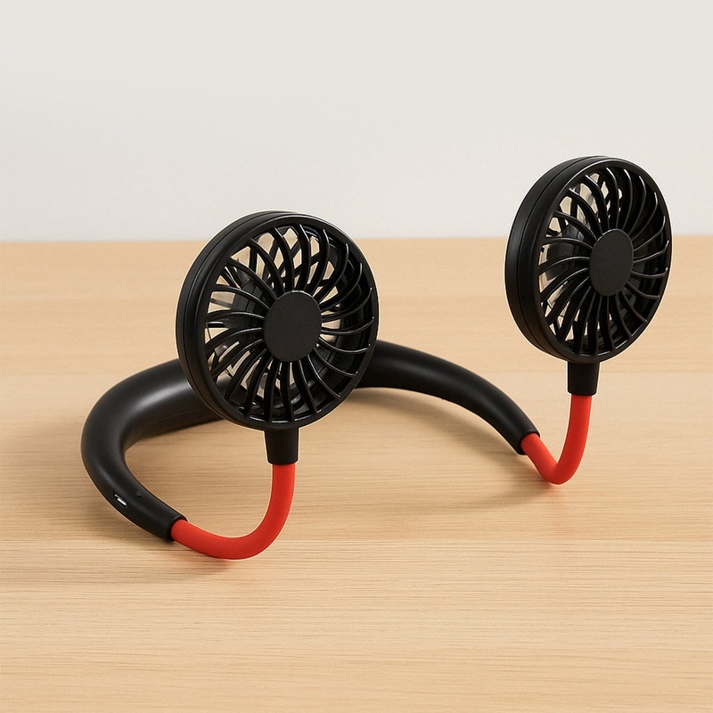 Hand Free Personal Fan – Portable USB Battery Rechargeable Mini Fan – Headphone Design Wearable Neckband Fan Necklance Fan Cooler Fan for Home, Sport, Camping, Beach, Travel, Office