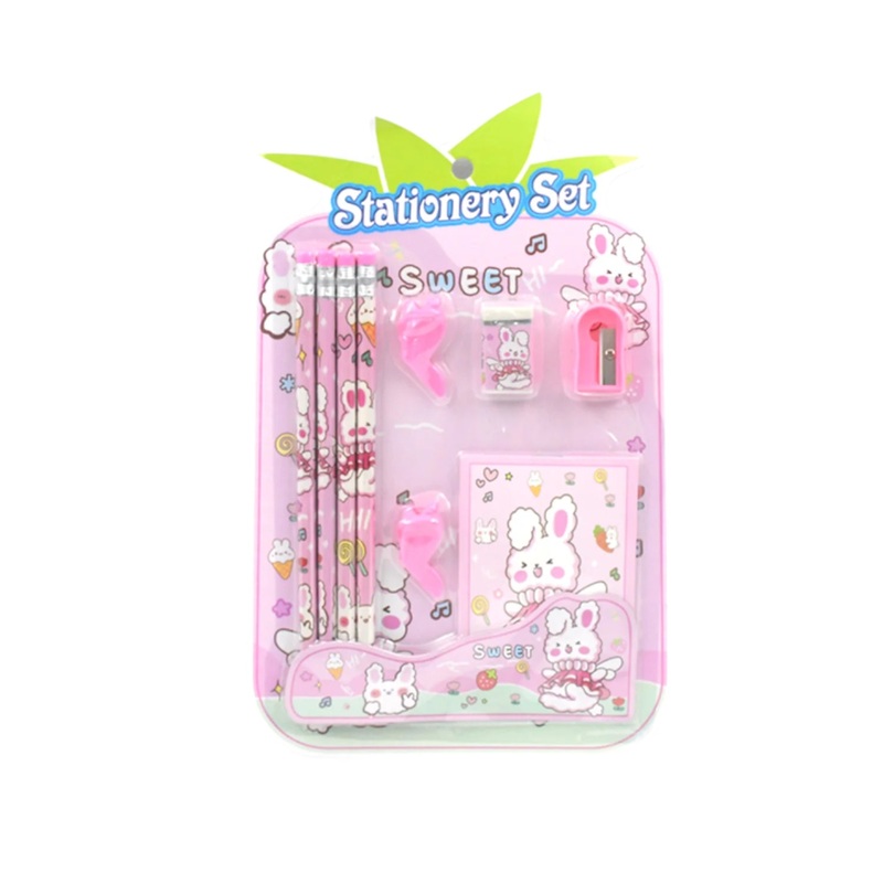Kids’ Stationery Kit: Wooden Pencils, Sharpener, Eraser, Diary (9 Pc Set)