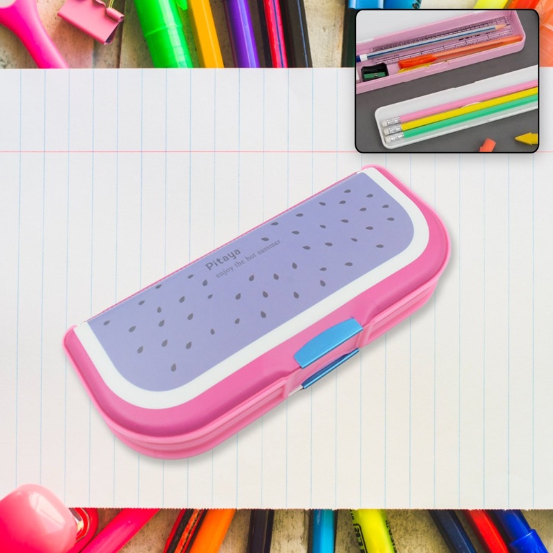 Multipurpose Cartoon Pencil Box  2-Compartment Compass Box for Kids (Mix Color 1 Pc)