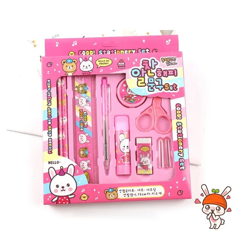 10-Pc Stationery Set for School, Office & Gifts with Pencil, Pen, Scissors