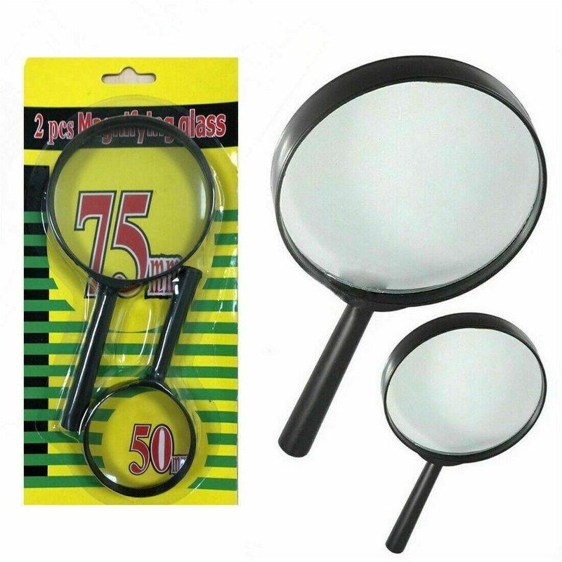 Magnifying Glass Lens  Dual-Sided Glass Magnifier for Reading & Eye Protection (75mm & 50mm, 2 Pc Set)