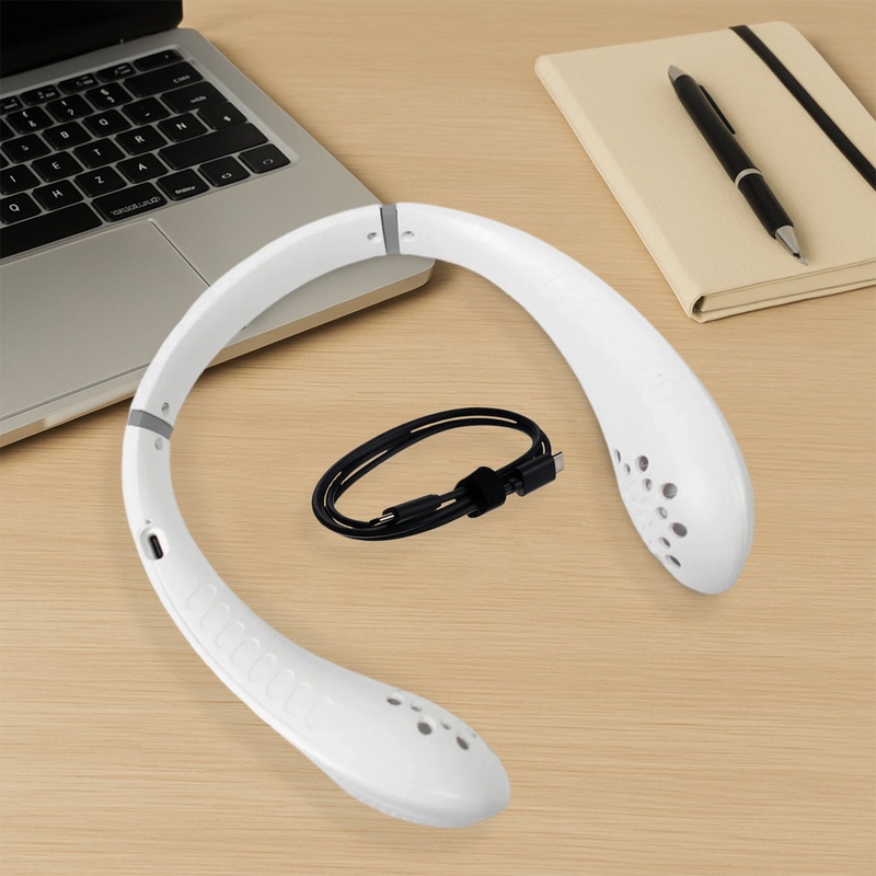 Portable USB Rechargeable Neck Fan  Wearable, 3 Speeds, Headphone Design