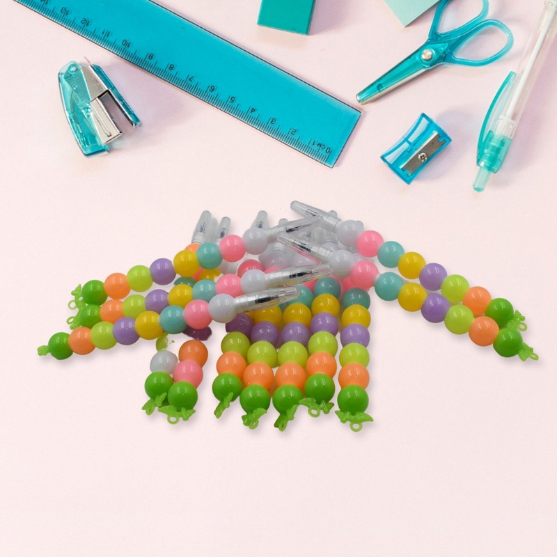 Stylish Pearls Pen Set  Fancy Multicolor Non-Sharpening Moti Gel Pens for Kids (12 Pc Set)