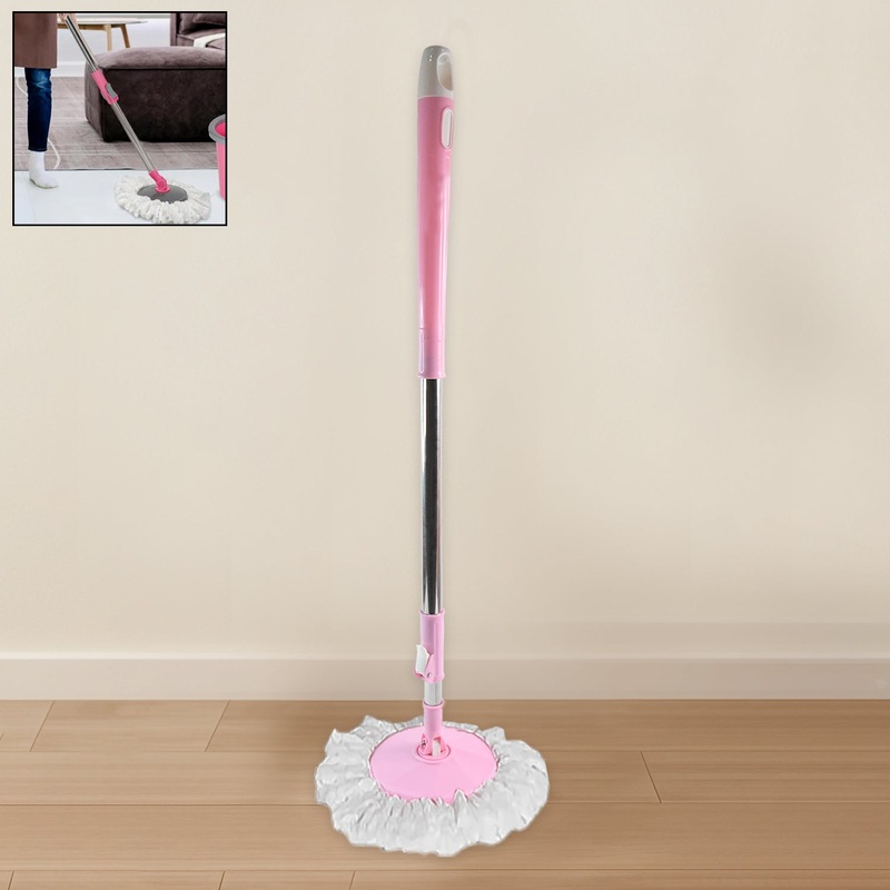 Home Cleaning Stainless Steel 360 Rotating Pole – Microfiber Mop with Adjustable Rod Stick Mix Color)