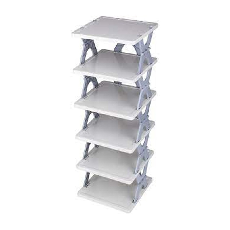 Smart 6-Layer Shoe Rack  Foldable, Collapsible & Heavy-Duty Plastic Stand for Home Entryway Storage Organizer (Mix Color)